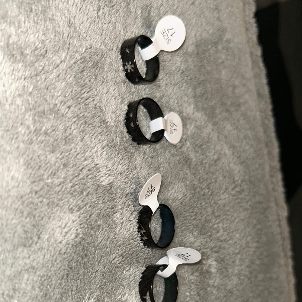 Black Patterned Rings size 17